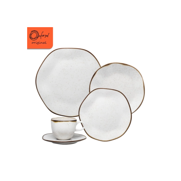 Jogo de Jantar de 30 Peças em Porcelana Ryo Maresia Oxford Mesa Posta