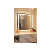 Espelho Decorativo Jateado Retangular com LED Toutch 50x60– Ideal para Banheiro, Sala ou Penteadeira