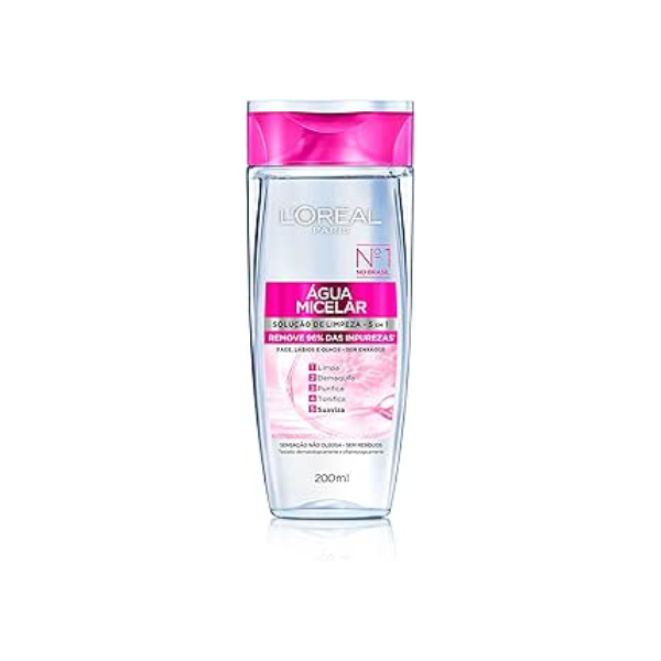 Água Micelar 5 Em 1 200ml, L'Oréal Paris, 200ml, Demaquila, Limpa, Purifica, Suaviza, Elimina Impurezas e Reequilibra a Pele