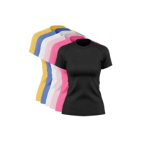 Kit 6 Blusas Via Basic Dry Academia Feminina - Preto+Amarelo