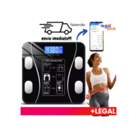 Balança Corporal Bioimpedância Profissional Bluetooth 180Kg Pilhas Inclusa Preto cor Branco USB Recarregável --VIVASOL