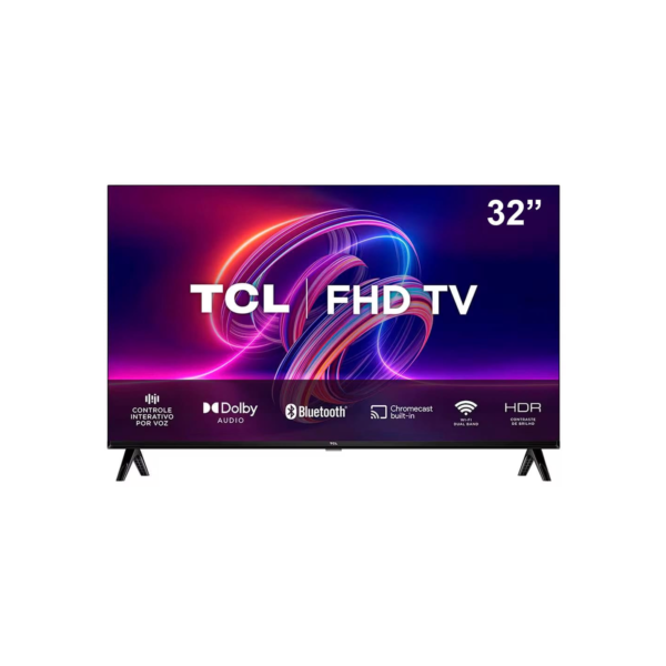 Smart TV LED 32" Full HD TCL S5400AF com Android TV, Wi-Fi, Bluetooth, Controle Remoto com Comando de Voz, Google Assistente e Chromecast integrado