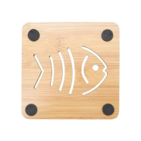 Tuut, Linha Bambu, Descanso de Panela Quadrado Decorado, Natural, 12cm