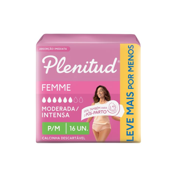 Plenitud Roupa Íntima Active Mulher, 16 unidades - P/M - Leve 16 Pague 15