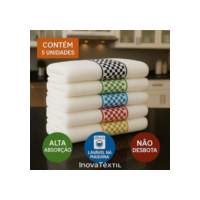 Kit 6 Panos de Prato Copa 40x65 Jacquard Atoalhado Toalha De Cozinha