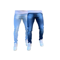 Kit 2 Calças Jeans Masculina Skinny Com Lycra Elastano Linha Premium Azul Claro e Azul Escuro