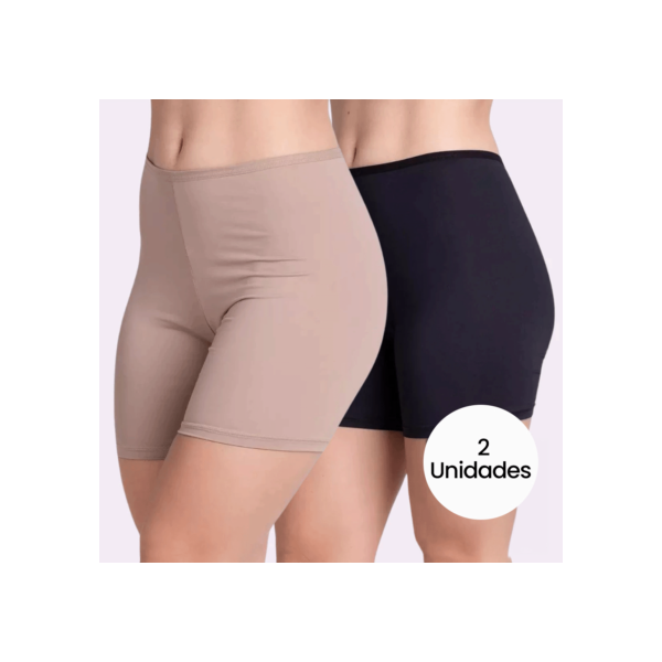 Kit 2 Short Anágua Meia Perna Liso Conforto Segunda Pele Feminino