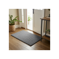 Tapete de Porta Felpudo Antiderrapante 60x40cm Macio Cinza