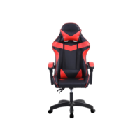 Cadeira Ergonômica Gamer Vermelha Com Encosto de Cabeça e Lombar para Escritório Sem apoio P/ Pés