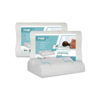 Nap Kit 2 peças Travesseiro Nasa Ortopédico Cervical Alto 14/12cm Premium D40 Capa Percal 180 fios 100% algodão Hipoalergênico para fronhas 50x70cm - Branco