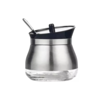Açucareiro De Luxo Aço Inox Com Tampa E Colher 9x9 Cm Cor Prata Unyhome Redondo