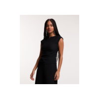 Blusa sem Manga Texturizada com Franzido Lateral Preto