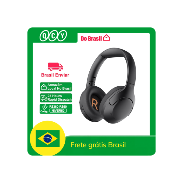 QCY-H3 Lite ANC Fones De Ouvido Sem Fio, Bluetooth 5.3, Cancelamento De Ruído Ativo, Over Ear Headset, 40mm Driver, HiFi Som Fones De Ouvido