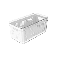 Organizador de Geladeira com Escorredor Interno, 5 L - Caixa Plástica para Legumes, Saladas