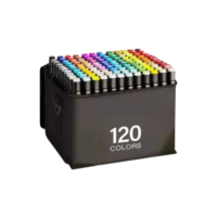 Kit 120 Canetas Marcadoras Estojo Artístico Ponta Dupla