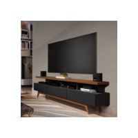 Rack para Tv até 72 Polegadas 180cm Pés em Madeira Maciça Vivare Black/Freijó