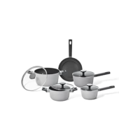 Oikos - Jogo Panelas Antiaderente Ultra Ceramic 5 Peças para Fogão por Indução, a Gás, Elétrico e Vitrocerâmico Cor Cinza Mou Trufa