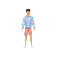 Boneco Barbie Ken Fashionistas 219 Mestiço com Camisa Rosa e Azul, Shorts Laranja - HRH24 Mattel