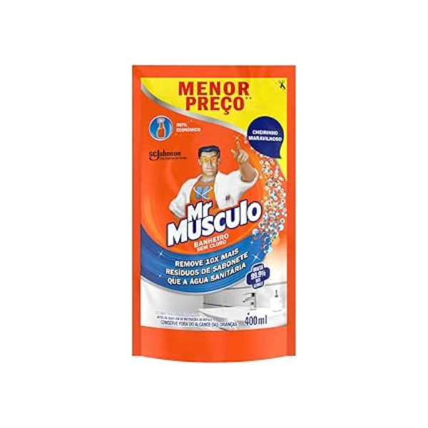 Mr Músculo Banheiro Sem Cloro, Desinfetante Limpeza Pesada Refil, Sachê 400ml pelo Menor Preço