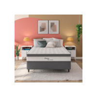 Cama Box Casal Herval Ômega com Pillow Top e Molas Ensacadas 60x138x188cm - Branco/Cinza