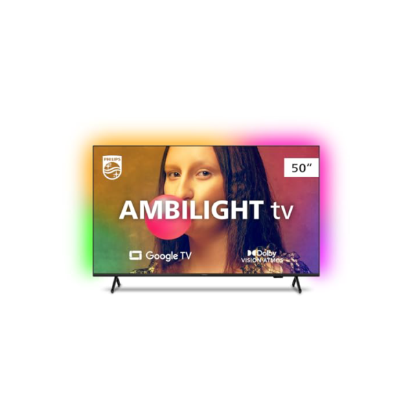Smart TV Philips Ambilight 50" 4K 50PUG7908/78, Google TV, Comando de Voz, Dolby Vision/Atmos, VRR/ALLM, Bluetooth