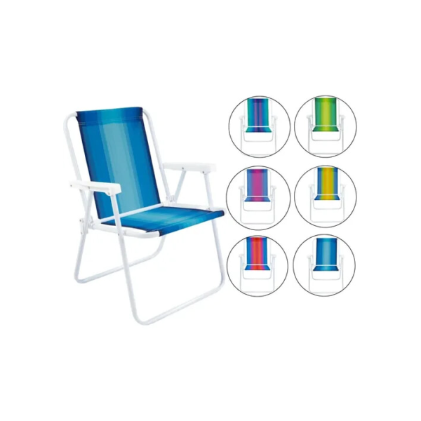 Cadeira De Praia Dobravel Mor Aço Sortida Unitário Oferta Branco