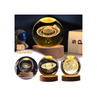 Usb night light led bola de cristal candeeiro mesa 3d lua planeta galáxia decoração para casa candeeiro mesa festa brinquedos para crianças adultos presentes natal