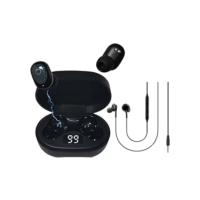 Fone Bluetooth 5.0 Preto Compatível com todos os aparelhos confortável e carregamento rápido + Fone com Fio P2 - Kit 2 em 1