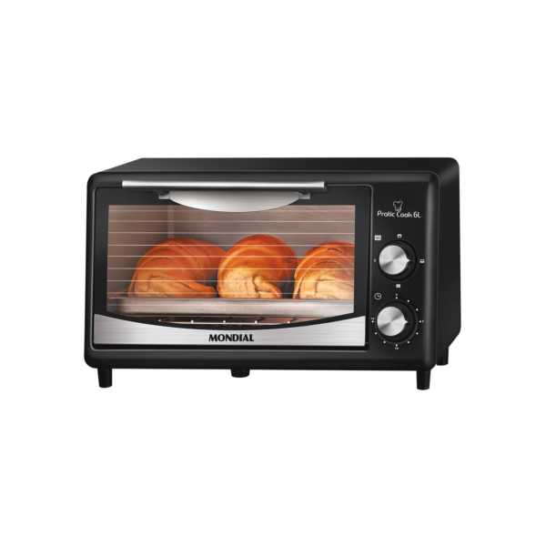 Forno Elétrico de Bancada Mondial com Timer 6L Preto Pratic Cook FR-09 - 220V