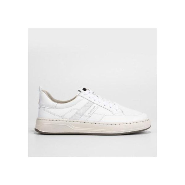 Tênis Couro Democrata Bold Masculino - Creme+Branco