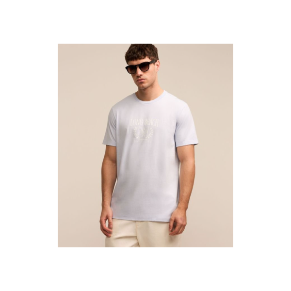 Camiseta em Algodão com Estampa Lettering Azul