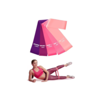 Kit 5 Mini Bands Elástico para Exercício Treino Academia em Casa 5 Níveis de Intensidade (Rosa)