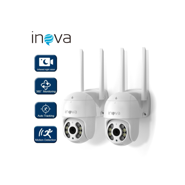 INOVA Kit Câmera de segurança a Prova D'água sem fio gira 360° HD 1080P IP66 APP YOOSEE 110-220V