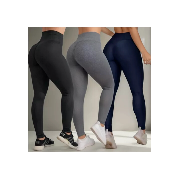 Kit 3 Calças Feminina Legging Grossa Para Academia Cós Alto