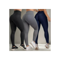 Kit 3 Calças Feminina Legging Grossa Para Academia Cós Alto