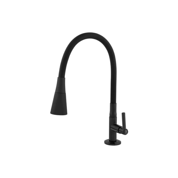 Torneira Gourmet Cozinha Mesa Bancada Pia Flexível Preta Abs