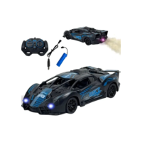Carrinho Recarregável De Controle Remoto Solta Fumaça Cor Preto E Azul