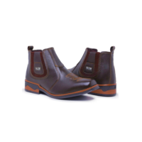 Bota Botina Masculina Texas Texana Country bordada em Couro legitimo solado Costurado