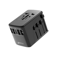 Geonav Carregador Universal com Adaptadores de Viagem, 4 Portas USB + 1 USB-C (Preto)