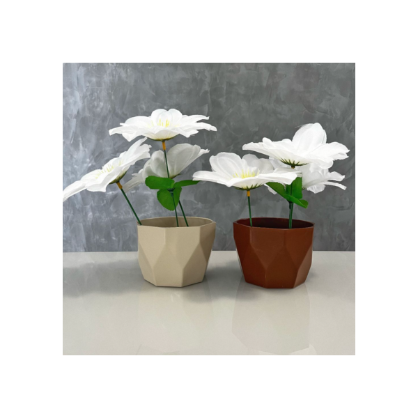 Kit Vasos de Plantas Estilo Cachepô Facetado Plástico Injetado 12x12x8 Leven Artes