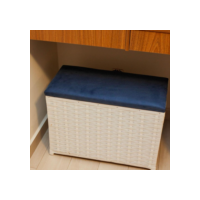 Puff Baú Organizador Fibra Sintética Assento Suede 80 Ltrs