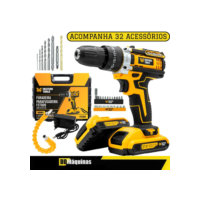 Furadeira Parafusadeira De Impacto 3/8 21V Com 2 Baterias + 31 Acessórios e Maleta FST009 -Fasterr