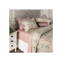 BEM CASA Kit Cobre Leito Colcha Boutis 3 Peças Matelado Ultrassônico Estampado Dupla Face Porta Travesseiro Aba Americana Micro Percal 150 Fios (Isabel Areia, Queen)