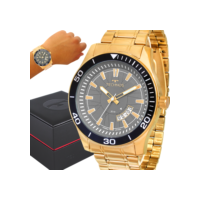 Relógio Masculino Technos Dourado Luxo Original Prova Dágua