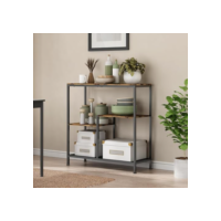 Genérico Mesa de Entrada de 3 Níveis, Mesa Console com Prateleiras de Armazenamento, Estante Organizadora Moderna para Hall de Entrada, Grande, Marrom Rústico