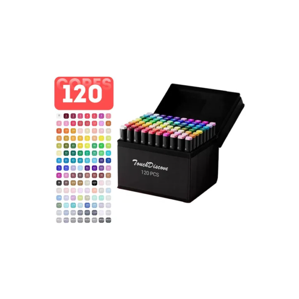 Conjunto Canetas Marcador Canetinha Ponta Dupla 120cores Kit