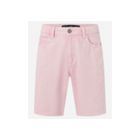 Bermuda Slim em Sarja Marmorizada com Bolsos Rosa Claro
