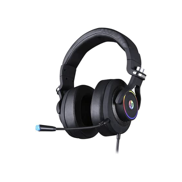HP Headset Gamer H500 Preto Com Microfone Driver de 50mm USB com Iluminação RGB Áudio Stereo 7.1 Surround Compatível com PlayStation e Xbox 9AJ65AA