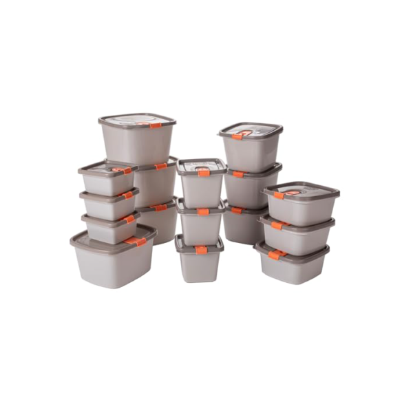 Conjunto de 16 Potes com Tampa Fixa e Trava, Plasútil