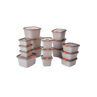 Conjunto de 16 Potes com Tampa Fixa e Trava, Plasútil